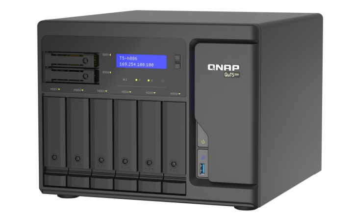 Serwer NAS QNAP TS-h886-D1622-16G - widok frontu prawej strony