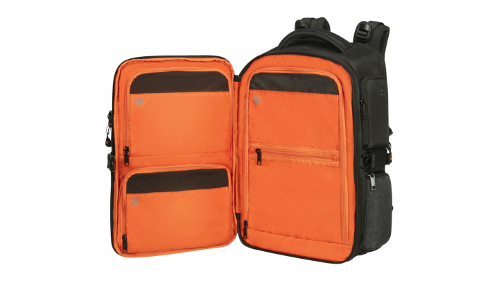 Plecak do laptopa Samsonite Bleisure 156 CS5-08-002 antracytowy - przód front lewy otwarty