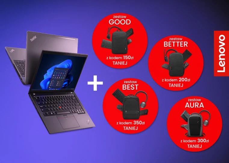 Osiągnij najwyższy komfort pracy z zestawami akcesoriów Lenovo. - bloczek promo