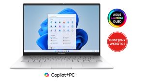 Laptop ASUS Zenbook 14 UX3405CA-SU862W Ultra 9 285H Touch 14" 3K OLED 120Hz 0,2ms 32GB 1000SSD W11