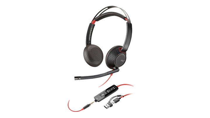 Słuchawki przewodowe HP Poly Blackwire 5220 Stereo Black USB-C - 8X231A6