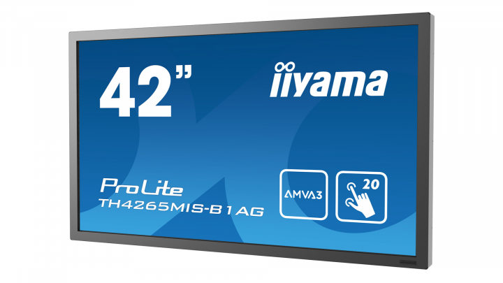 Monitor z dotykowym ekranem IIYAMA ProLite TH4265MIS-B1AG - widok frontu prawej strony
