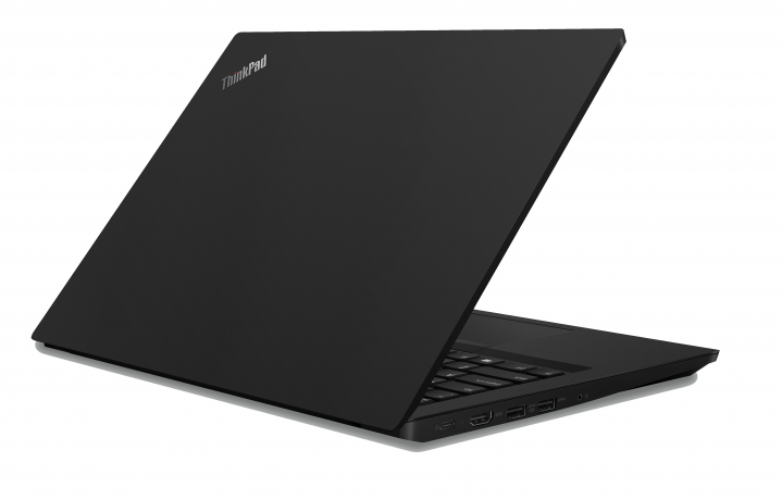 Laptop Lenovo ThinkPad E490 czarny - widok tyłu lewej strony
