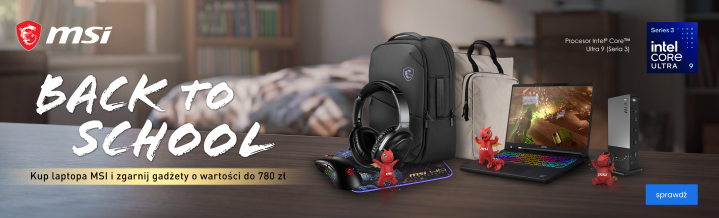 BACK TO SCHOOL - Kup laptopa MSI i zgarnij gadżety o wartości do 780 zł - baner promocji