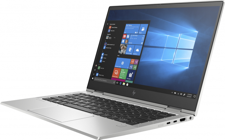 Laptop HP Elitebook x360 830 G7 srebrny - widok frontu prawej strony