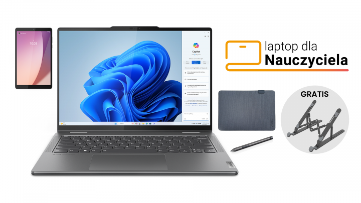 Laptop 2w1 Lenovo Yoga 7 14AHP9 W11H Storm Grey (Lenovo Digital Pen&Yoga 14-inch Sleeve) + Tablet M8 ZAD00069PL Bon + Podstawka Orico