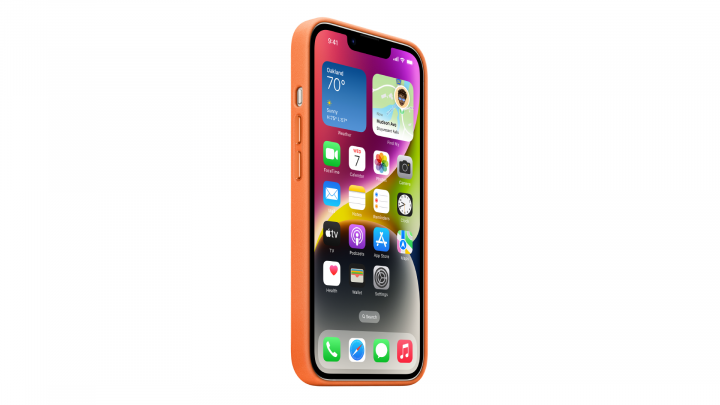 Etui Apple iPhone 14 Leather Case z MagSafe Orange MPP83ZM/A 7