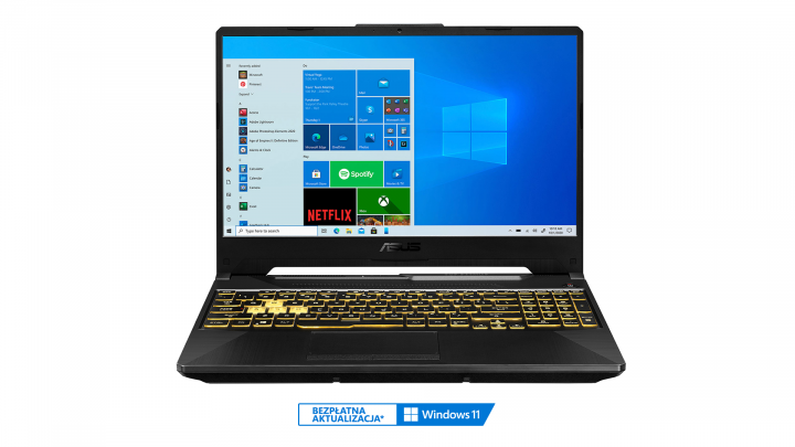 Laptop Asus TUF Gaming A15 FA506IV/FA506IU W10H Fortress Gray - widok frontu