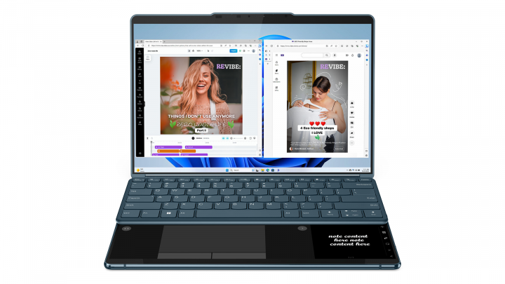 Laptop 2w1 Lenovo Yoga Book 9 13IMU9 W11H Tidal Teal (Lenovo Digital Pen 3, Lenovo 600 Bluetooth Silent Mouse + Folio Stand) 10