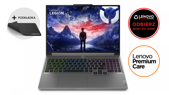 Laptop Lenovo Legion 5 Gen 9 16IRX9 4-Zone RGB Backlit Luna Grey (premium care) + podkładka