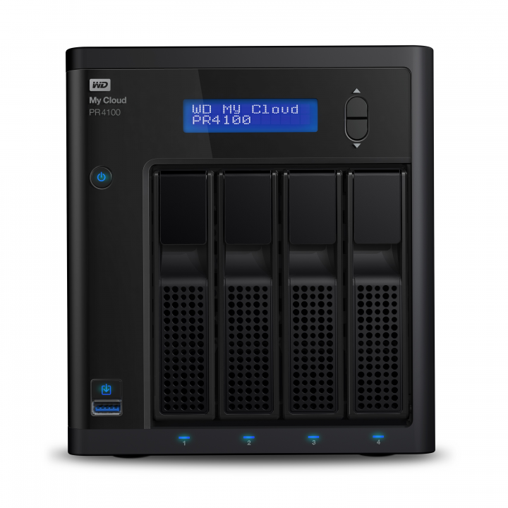 Serwer NAS WD My Cloud PR4100 czarny - widok frontu
