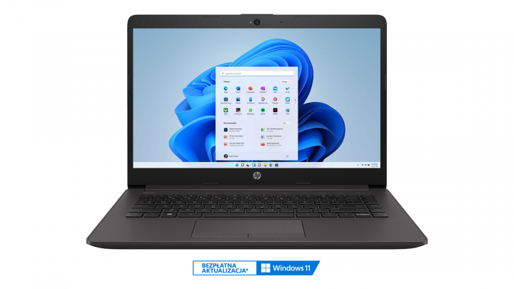 Laptop HP 240 G7 czarny Win 11ome - przód