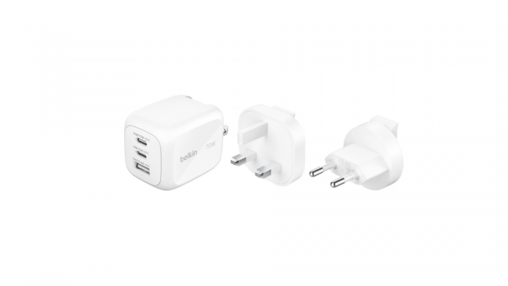 Ładowarka sieciowa Belkin 70W GaN 2x USB-C biała - WCH018hqWH