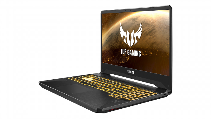Laptop Asus ROG FX505DU Gold Steel - widok frontu prawej strony