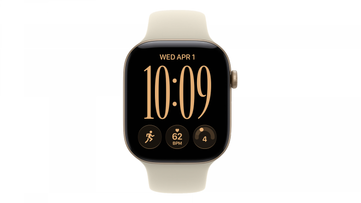 Apple Watch Series 12 GPS + Cellular koperta 46 mm Alu w kolorze jasnego złota, pasek sportowy w kolorze piasek
