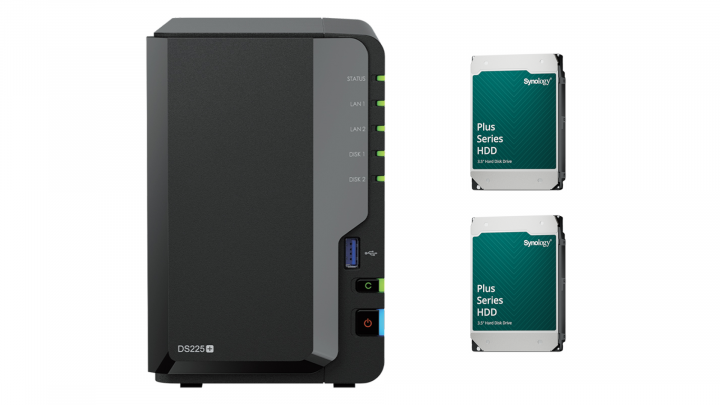 Serwer NAS Synology DS225+ + 2x Dysk HDD