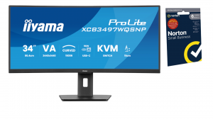Monitor iiyama ProLite Curved XCB3497WQSNP-B1 34" UWQHD VA 1500R 0,4ms 120Hz USB-C Dock 95W + Norton Small Business card 250G