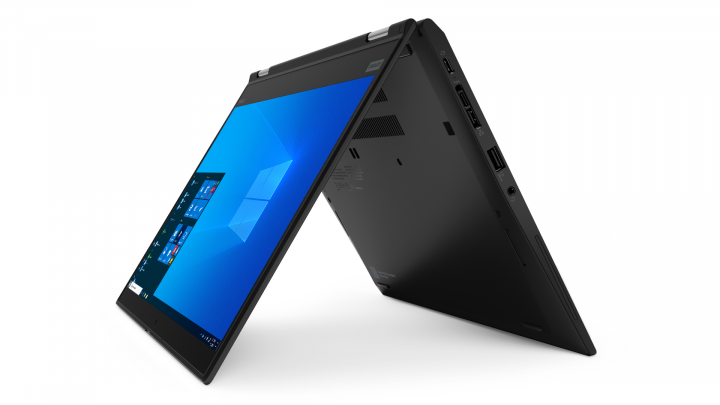 Laptop Lenovo ThinkPad X13 Yoga gen1 czarny W10P widok trybu namiotu.