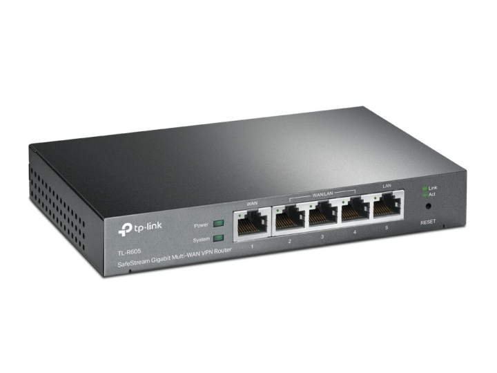 Router TP-Link TL-R605 VPN - widok frontu lewej strony