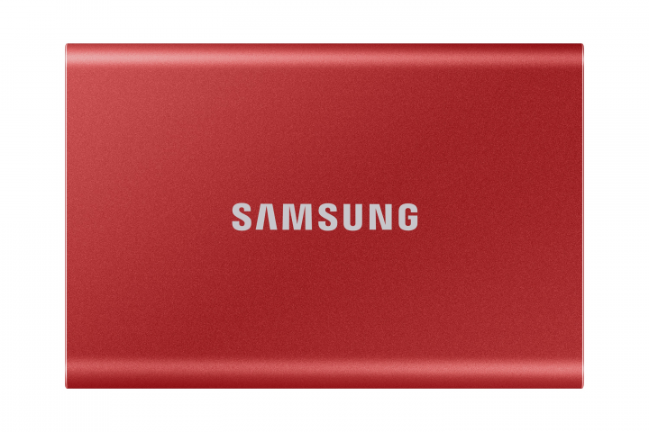 Dysk zewnętrzny SSD Samsung T7 USB 3.2 Czerwony - widok frontu