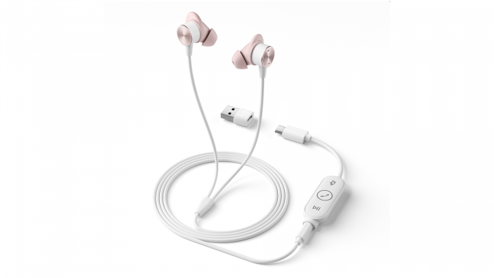 Słuchawki przewodowe Logitech Zone Wired Earbuds UC różowe 981-001135