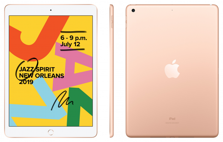 Tablet Apple iPad 10.2 złoty - widok frontu obudowy