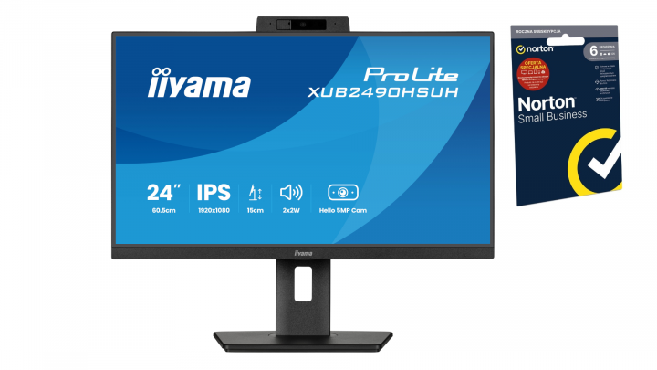 Monitor iiyama ProLite XUB2490HSUH-B2 + Norton Small Business card 250G 2