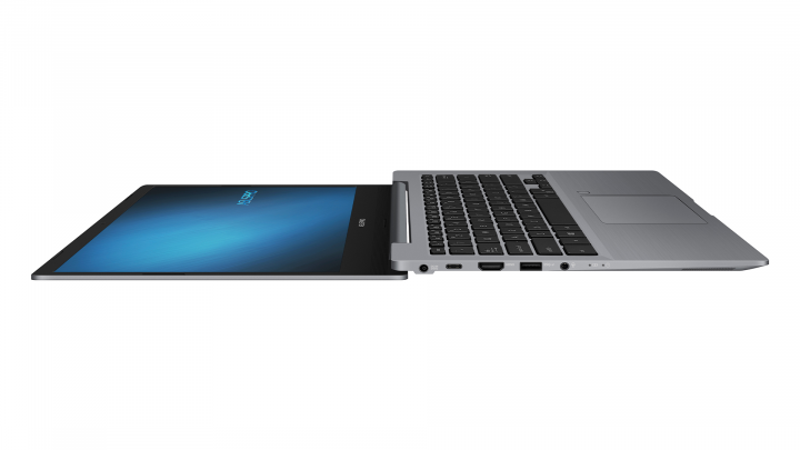 Laptop ASUSPRO P5440FA szary - widok lewej strony rozłożony