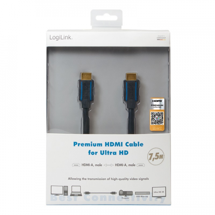 Kabel LogiLink HDMI v2.0 Premium 7,5m CHB007 - widok opakowania