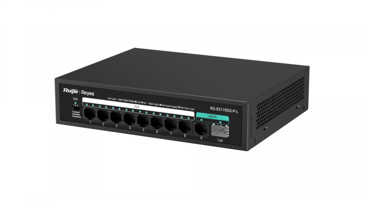 Switch Ruijie Reyee RG-ES110GS-P-L 8-port GE PoE+ 120W 1x1Gb Base-T 1x1Gb SFP 4