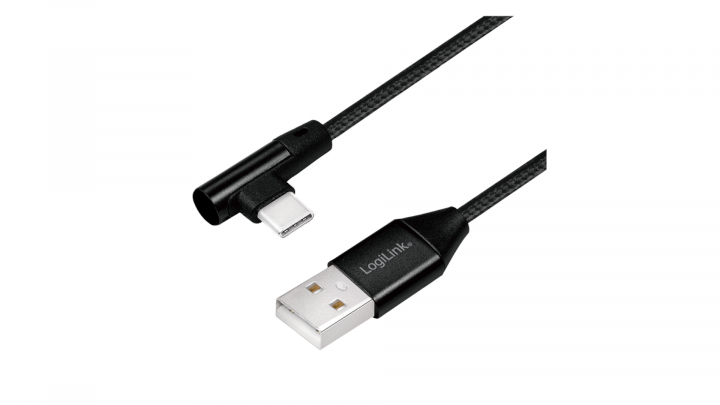 Kabel LogiLink USB-C kątowy 90° - USB-A 0,3m CU0137