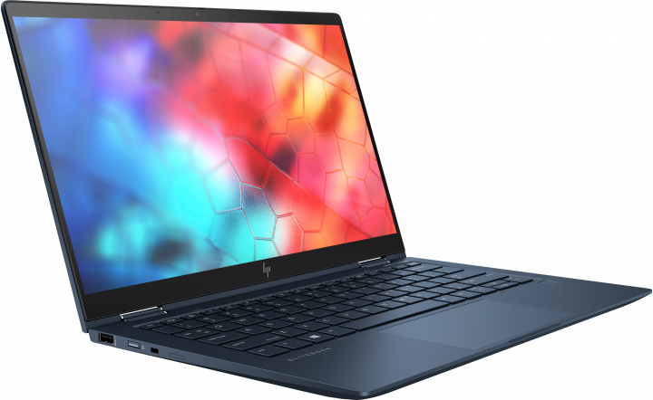 Laptop HP Elite Dragonfly niebieski - widok frontu lewej strony