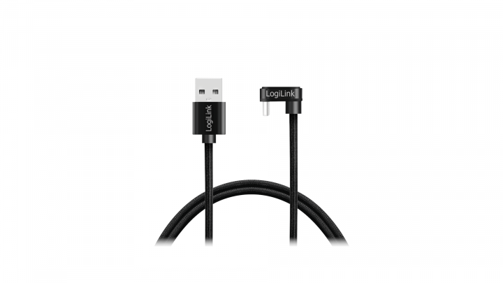 Kabel LogiLink USB 2.0 - USB-A kątowy czarny 3m CU0195