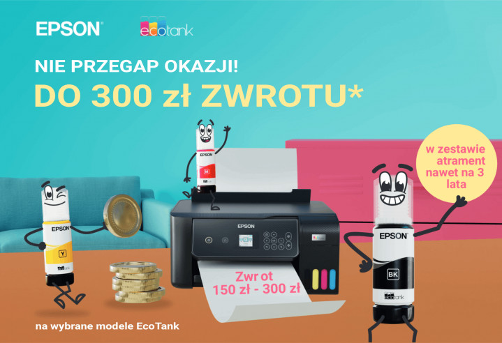 Kup wybraną drukarkę EcoTank w terminie i otrzymaj zwrot do 300 zł! aktualność do środka
