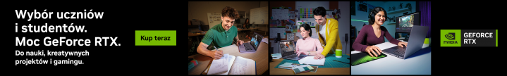 Wybór uczniów i studentów. Moc GeForce RTX. Do nauki, kreatywnych projektów i gamingu. - baner kategorii