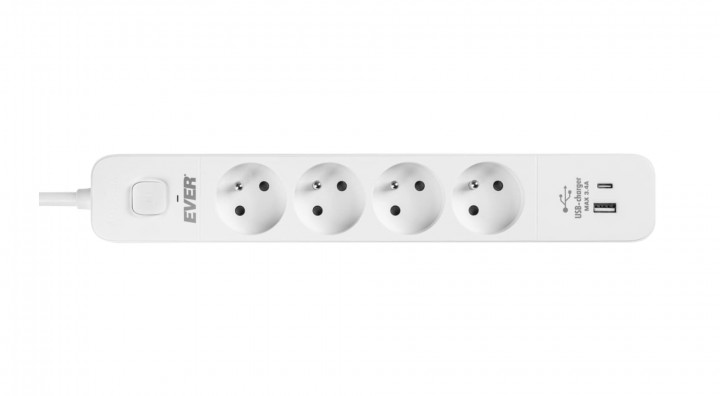 Listwa antyprzepięciowa EVER Protect 4PL 1A1C USB 1,5m TLZ12-PRO0151000 2