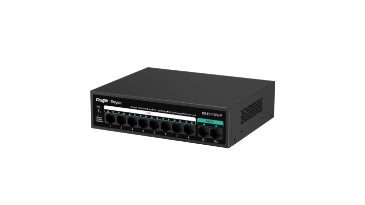Switch Ruijie Reyee RG-ES110FG-P 8-port 100Mbps PoE+ 110W 2x1Gb Base-T 3