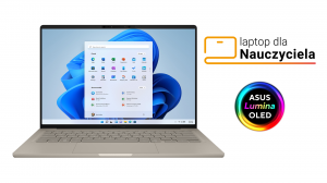Laptop dla Nauczyciela ASUS Zenbook A14 UX3407QA-QD307W Snapdragon X X1-26-100 14" OLED WUXGA 0,2ms 32GB 512SSD W11