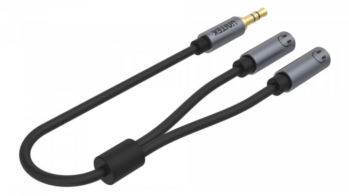 Kabel UNITEK miniJack - 2x miniJack 0,2m Y-C956ABK 3