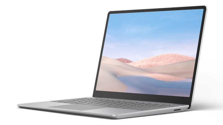Microsoft Surface Laptop GO platynowy - widok frontu prawej strony