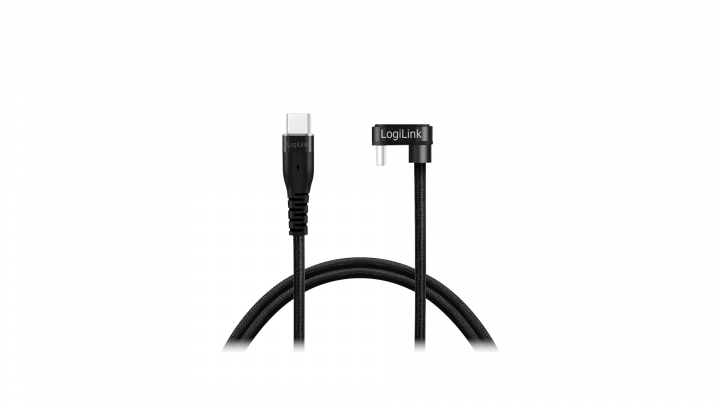 Kabel LogiLink USB 2.0 - USB-C kątowy czarny 1m CU0190