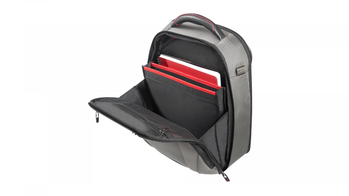 Plecak do laptopa Samsonite Pro-Dlx 5 141 CG7-08-007 szary - przód front lewy otwarty