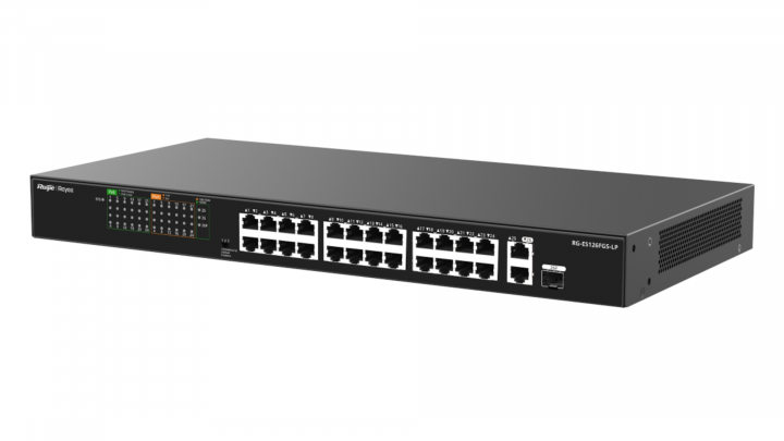 Switch Ruijie Reyee RG-ES126FGS-LP 24-port 100Mbps PoE+ 180W 1x1Gb Base-T 1x1Gb Combo 3