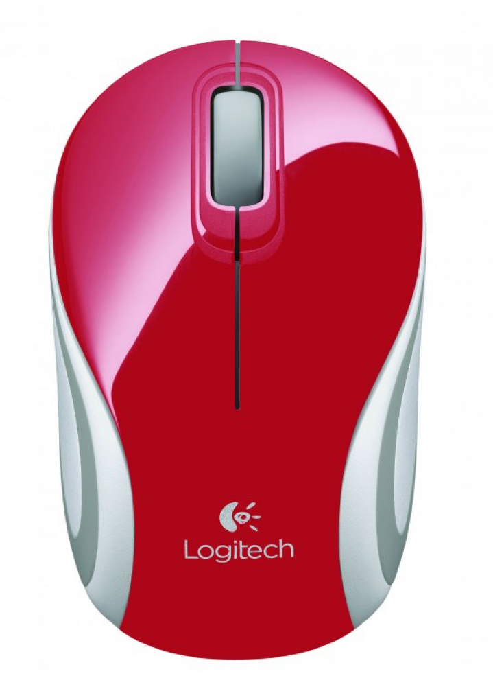 Mysz bezprzewodowa Logitech M187 optyczna biało-czerwona 910-002732 - widok frontu