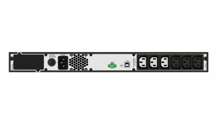 UPS Vertiv EDGE RACK 1U - widok frontu portów