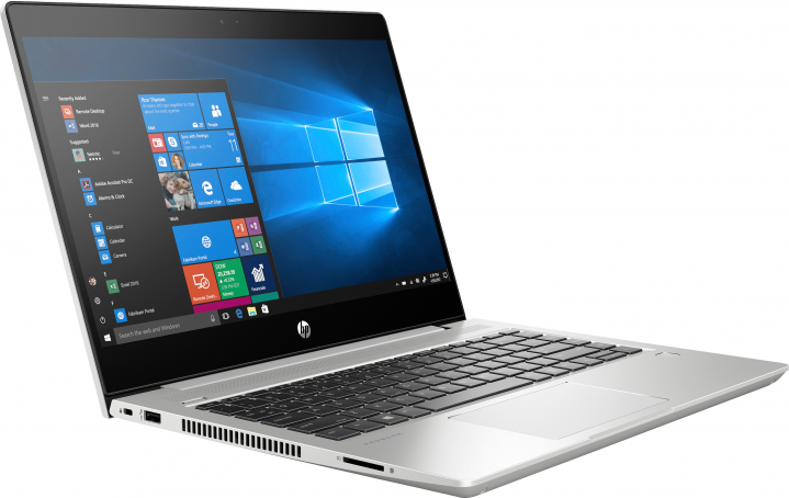 Laptop HP ProBook 445R G6 srebrny - widok frontu lewej strony