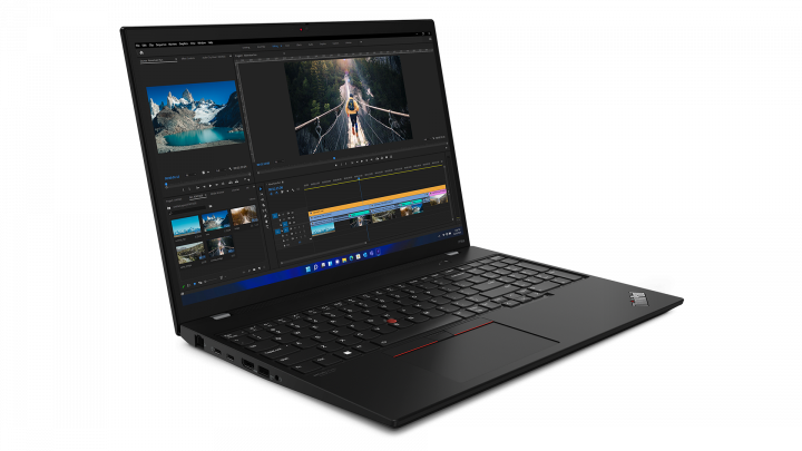 Mobilna stacja robocza Lenovo ThinkPad P16s G1 W11P czarny - widok frontu lewej strony