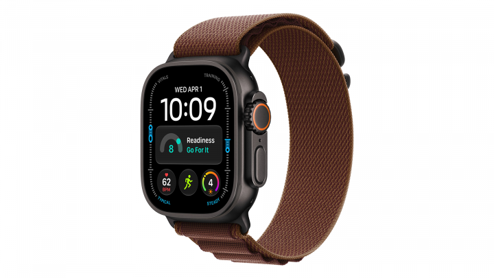 Apple Watch Ultra 4 GPS + Cellular, koperta 49 mm z tytanu w kolorze czarnym, opaska Alpine w kolorze burgund 1