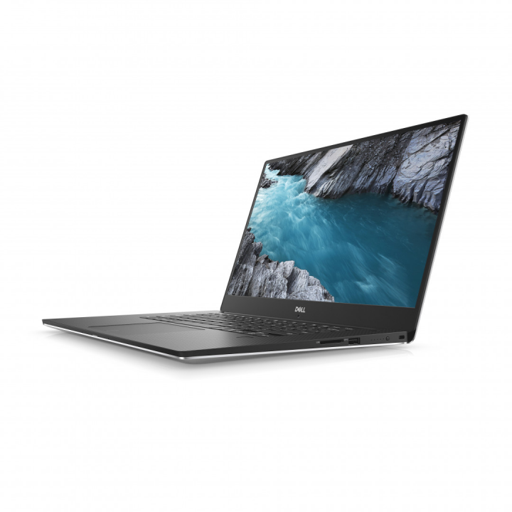 Laptop Dell XPS 15 9570 srebrny - widok frontu prawej strony