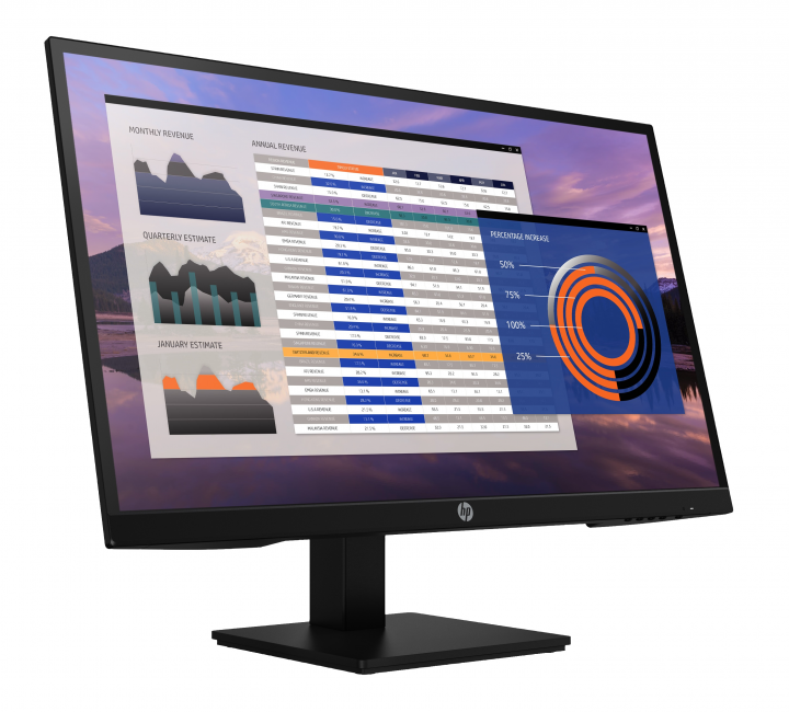 Monitor HP P27h G4 czarny - widok frontu lewej strony